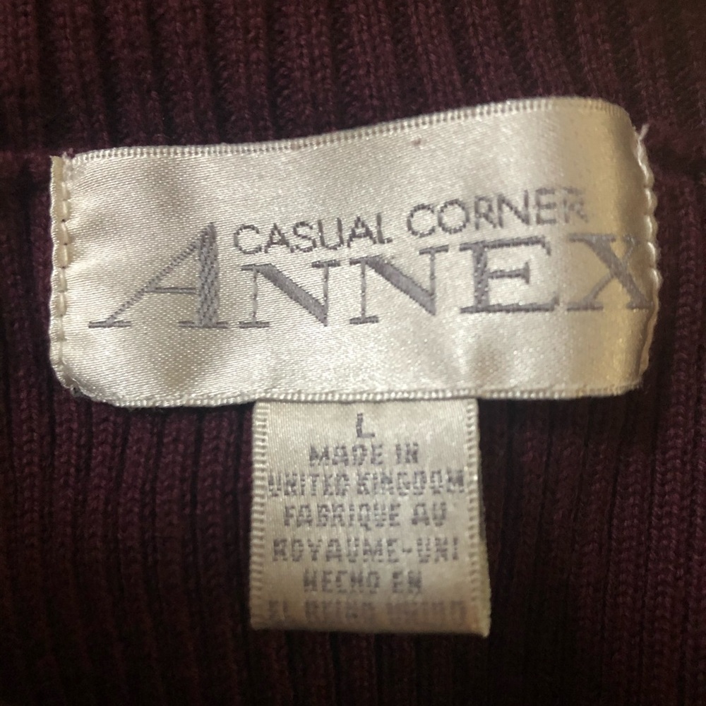 Casual Corner Annex Burgundy Ribbed Cowl Neck Sweater Foldover Collar Large - Picture 8 of 11